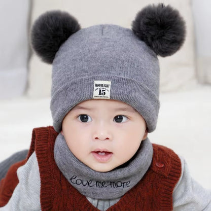 Solid Color Wool Knitted Bonnet Bebe Newborn Baby Hat Pompom Cute Winter Hat for Kids Boys Girls Children Warm Beanie Cap 0-3Y